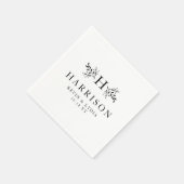 Rustikales monogramm Schwarz-Weiß-Hochzeitdatum Serviette (Ecke)