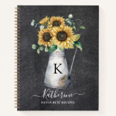 Rustikales Monogramm Sonnenblumenbuch Notizblock (Vorderseite)