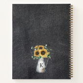 Rustikales Monogramm Sonnenblumenbuch Notizblock (Rückseite)