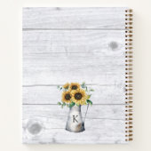 Rustikales Monogramm Sonnenblumenrezeptorenkochbuc Notizblock (Rückseite)