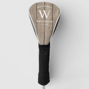 Rustikales Monogramm Tan Wood Golf Headcover