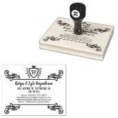 Rustikales Monogramm Vintage-Ornament Schild-Logo Gummistempel (Stempel)