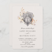 Rustikales Monogramm-Wappen Einladung (Vorne/Hinten)