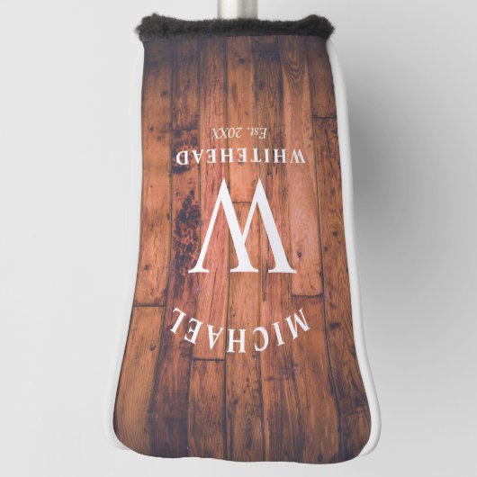 Rustikales Monogramm Wood Golf Headcover (Rotieren 90)