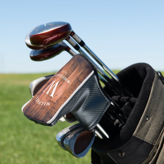 Rustikales Monogramm Wood Golf Headcover (In Situ)