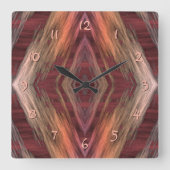 Rustikales Mosaik American Native Indian Cabin Pat Quadratische Wanduhr (Vorderseite)