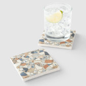 Rustikales Mosaik Steinuntersetzer (Seitenansicht)