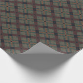 Rustikales Moss Green und Burgund Mured Tartan Ges Geschenkpapier (Ecke)