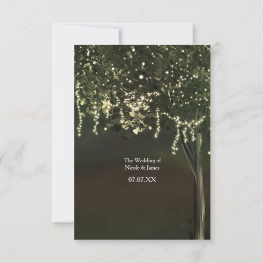 Rustikales Mossy Lighted Tree Wedding RSVP (Rückseite)