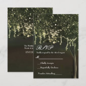 Rustikales Mossy Lighted Tree Wedding RSVP Karte (Vorne/Hinten)