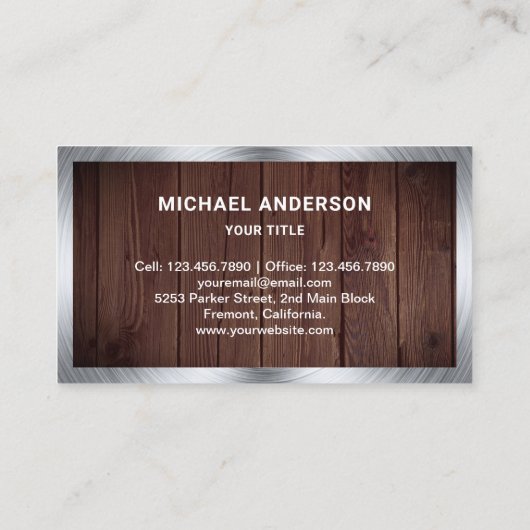 Rustikales Motorrad-Motorrad aus Holz Visitenkarte (Rückseite)