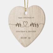 Rustikales Mr. und Mrs. Wedding Foto Keramik Ornament (Links)