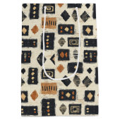 Rustikales Mudcloth-Geometrisches Muster (1) Mittlere Geschenktüte (Rückseite)