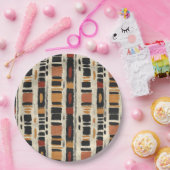 Rustikales Mudcloth-Geometrisches Muster (1) Pappteller (Party)