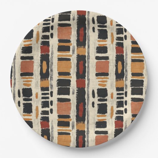 Rustikales Mudcloth-Geometrisches Muster (1) Pappteller (Vorderseite)