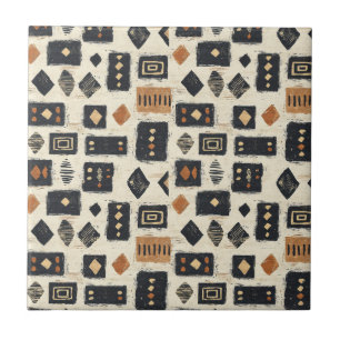 Rustikales Mudcloth-Geometrisches Muster (2) Fliese
