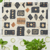 Rustikales Mudcloth-Geometrisches Muster (2) Geschirrtuch (Gefaltet)