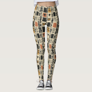 Rustikales Mudcloth-Geometrisches Muster (2) Leggings