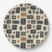 Rustikales Mudcloth-Geometrisches Muster (2) Pappteller (Vorderseite)