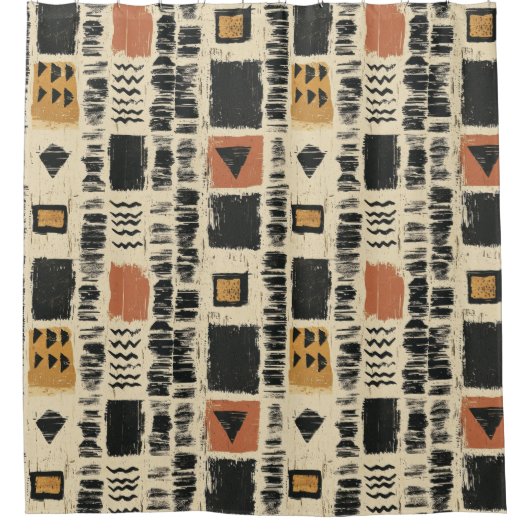 Rustikales Mudcloth-Geometrisches Muster (3) Duschvorhang (Vorderseite)