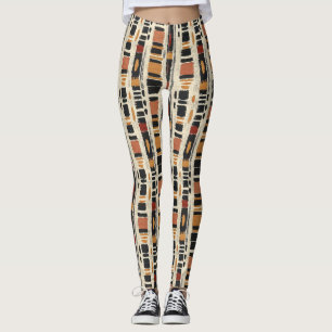 Rustikales Mudcloth-Geometrisches Muster (3) Leggings