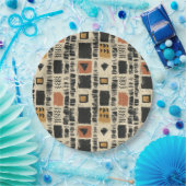 Rustikales Mudcloth-Geometrisches Muster (3) Pappteller (Party)