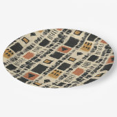 Rustikales Mudcloth-Geometrisches Muster (3) Pappteller (Schrägansicht)