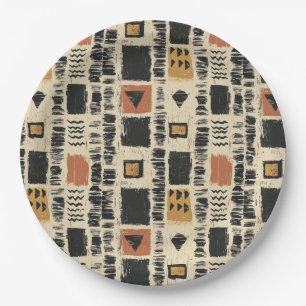 Rustikales Mudcloth-Geometrisches Muster (3) Pappteller