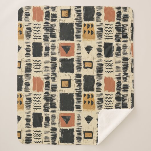 Rustikales Mudcloth-Geometrisches Muster (3) Sherpadecke (Vorderseite)