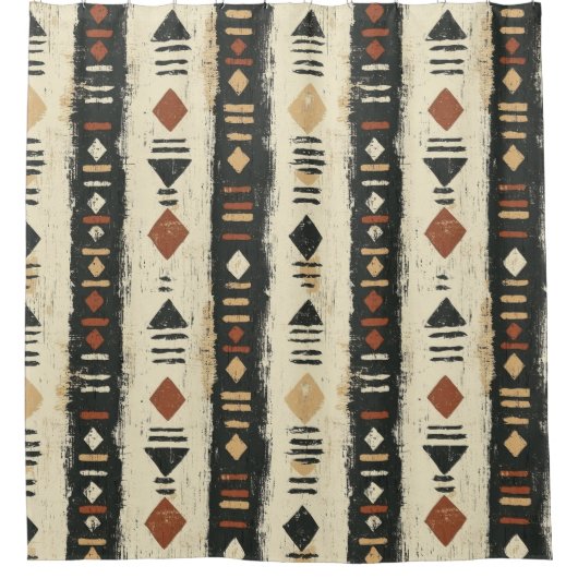 Rustikales Mudcloth-Geometrisches Muster (4) Duschvorhang (Vorderseite)