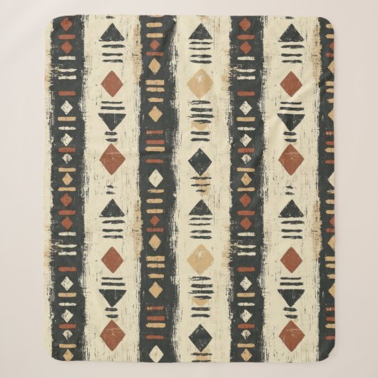 Rustikales Mudcloth-Geometrisches Muster (4) Sherpadecke (Vorderseite)