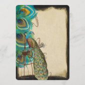 Rustikales Musical Peacock Birdcage Romantisches F Menükarte (Rückseite)