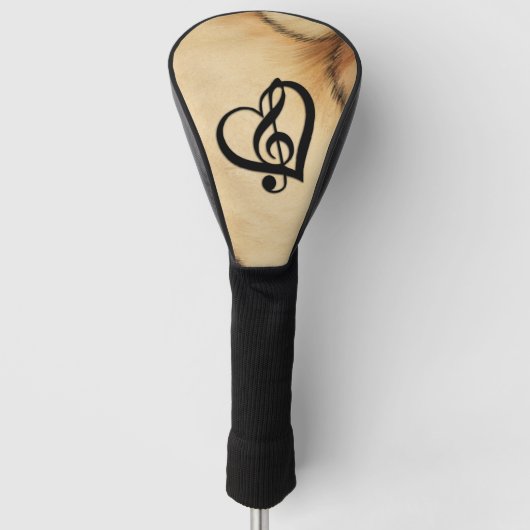 Rustikales Musikdesign Herz Golf Headcover (Vorderseite)