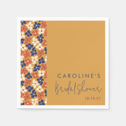 Rustikales Mustard Blue Botanic Brautparty Custom Serviette (Vorderseite)