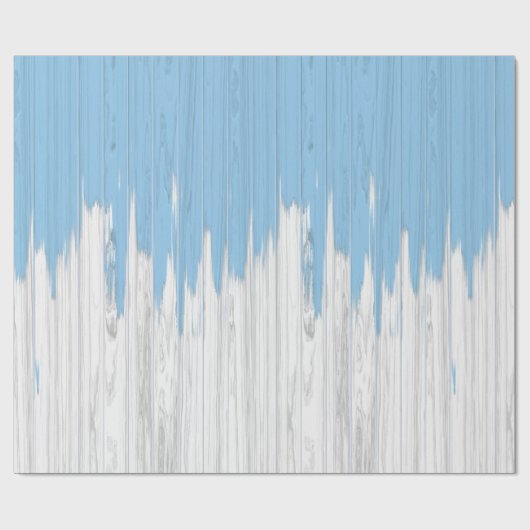 Rustikales Muster aus blau-weißem Holz Geschenkpapier (Flach)