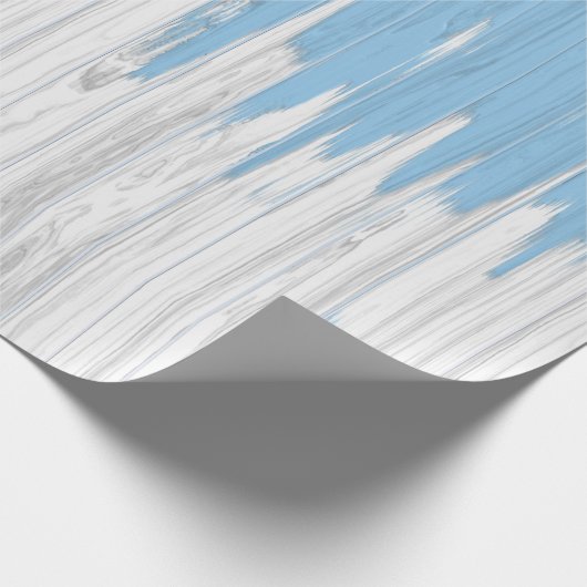 Rustikales Muster aus blau-weißem Holz Geschenkpapier (Ecke)