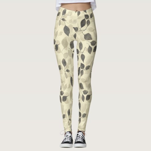 Rustikales Muster aus gepressten Blättern – Herbst Leggings (Vorderseite)