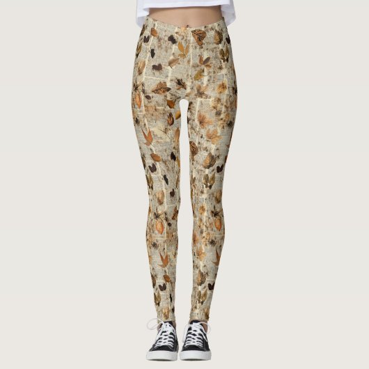 Rustikales Muster aus gepressten Blättern – Herbst Leggings (Vorderseite)