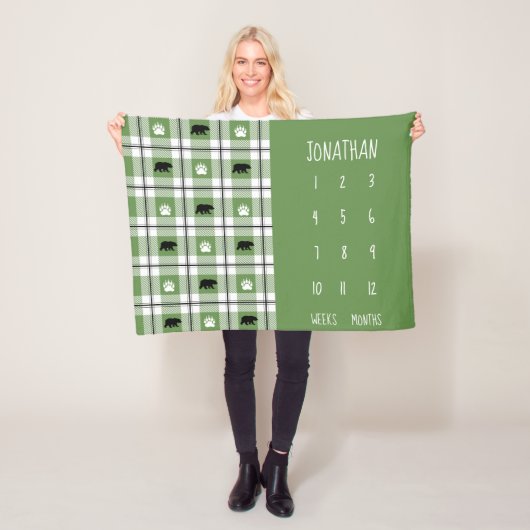 Rustikales Muster aus schwarzem und weißem Bär Fleecedecke (Beispiel)