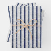 Rustikales Muster für graue Linen und blaue Streif Geschenkpapier Set (Beispiel)