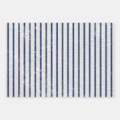 Rustikales Muster für graue Linen und blaue Streif Geschenkpapier Set (Vorderseite)