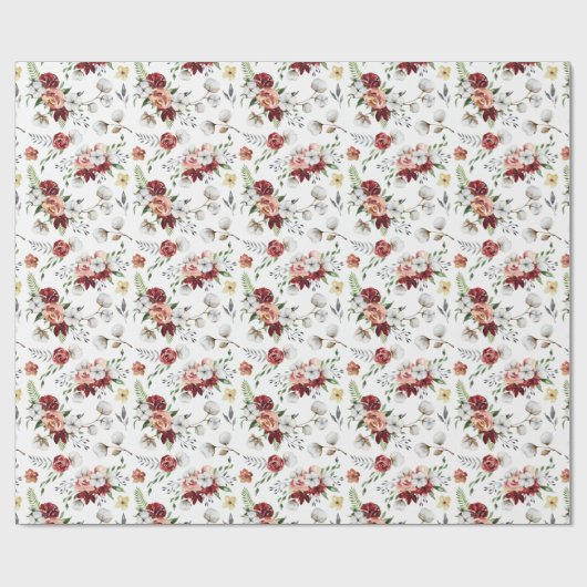 Rustikales Muster für Südflora und Baumwolle Geschenkpapier (Flach)