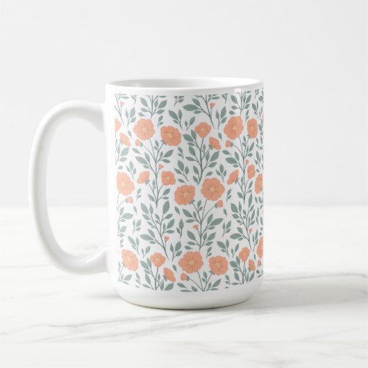 rustikales Muster mit rosa Blume Kaffeetasse (Links)