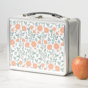 rustikales Muster mit rosa Blume Metall Brotdose