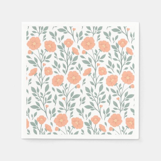 rustikales Muster mit rosa Blume Serviette (Vorderseite)