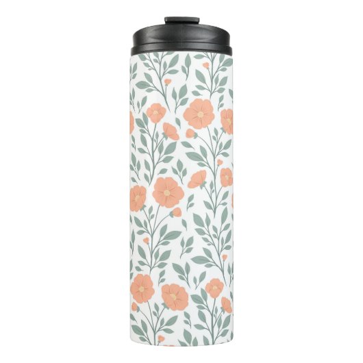 rustikales Muster mit rosa Blume Thermosbecher (Vorderseite)