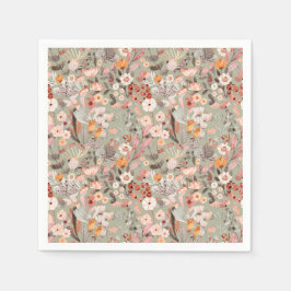 Rustikales Muster Taupe Floral Boho Botanisches Mu Serviette