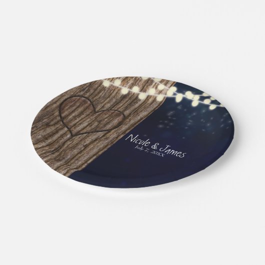 Rustikales Nachtherz Pappteller (Schrägansicht)