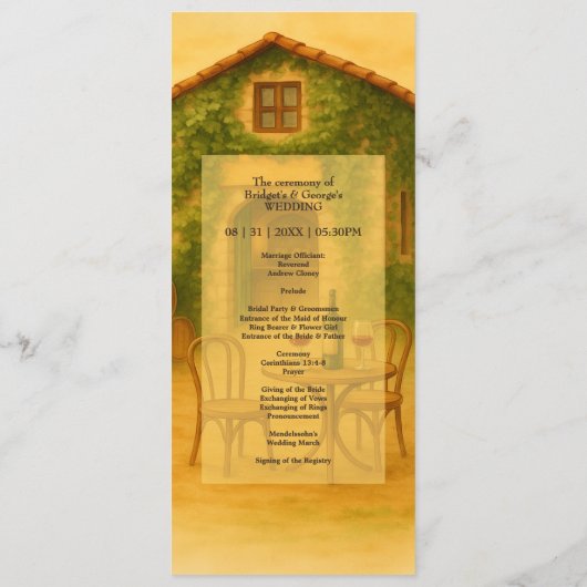 Rustikales Napa Vineyard Golden Wedding Programm (Rückseite)