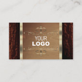 Rustikales Naturbaum Bark Grain Gold Border Logo Visitenkarte (Vorderseite)